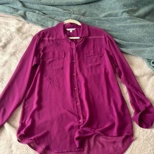 Cotton down sheer magenta classic top. Size large.